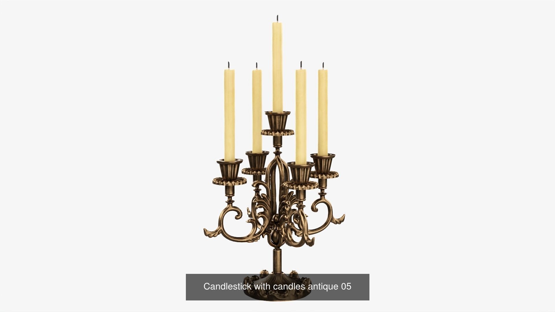 Antique candlesticks with candles 3D Model Collection_9