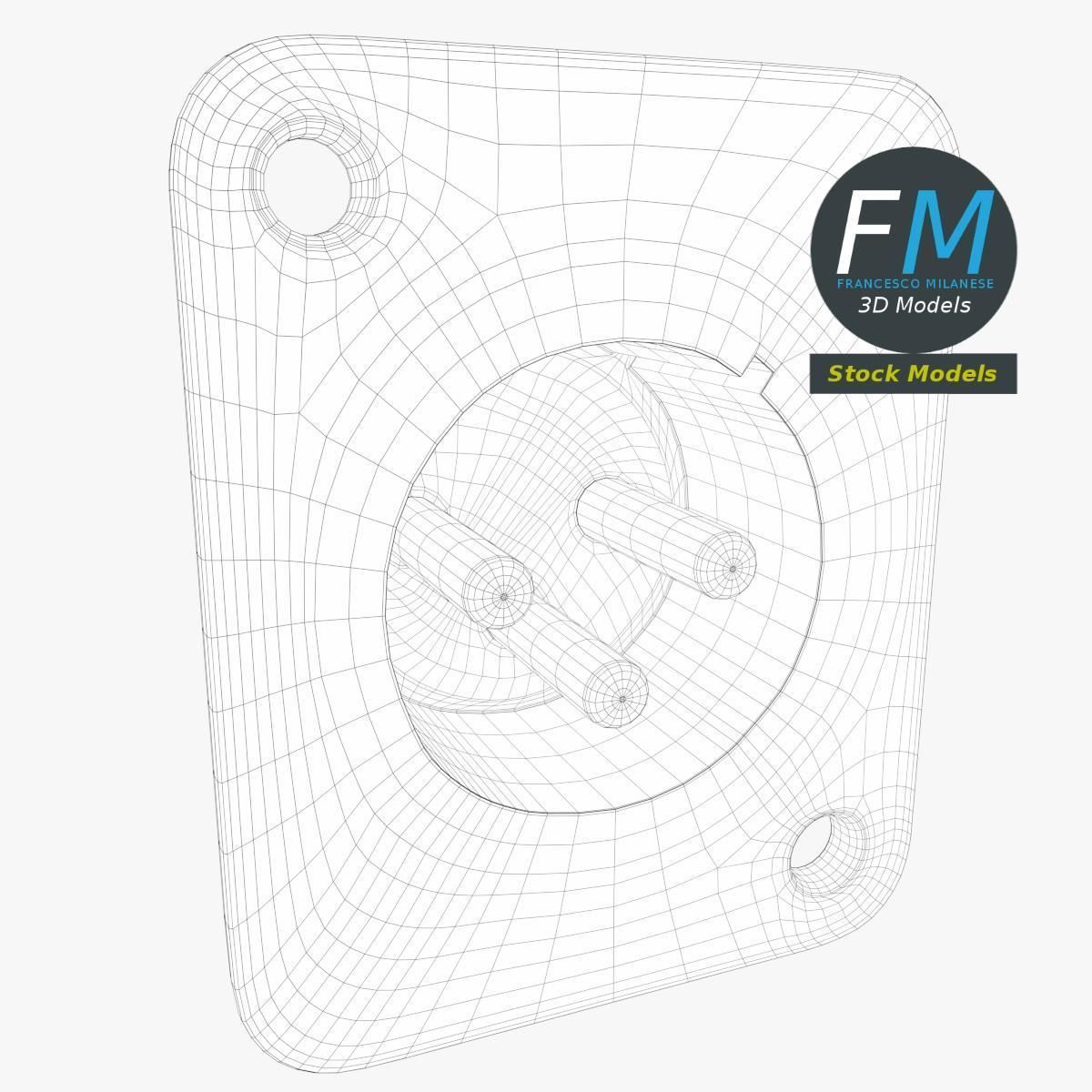 Panel mount male xlr connector 3D model_7