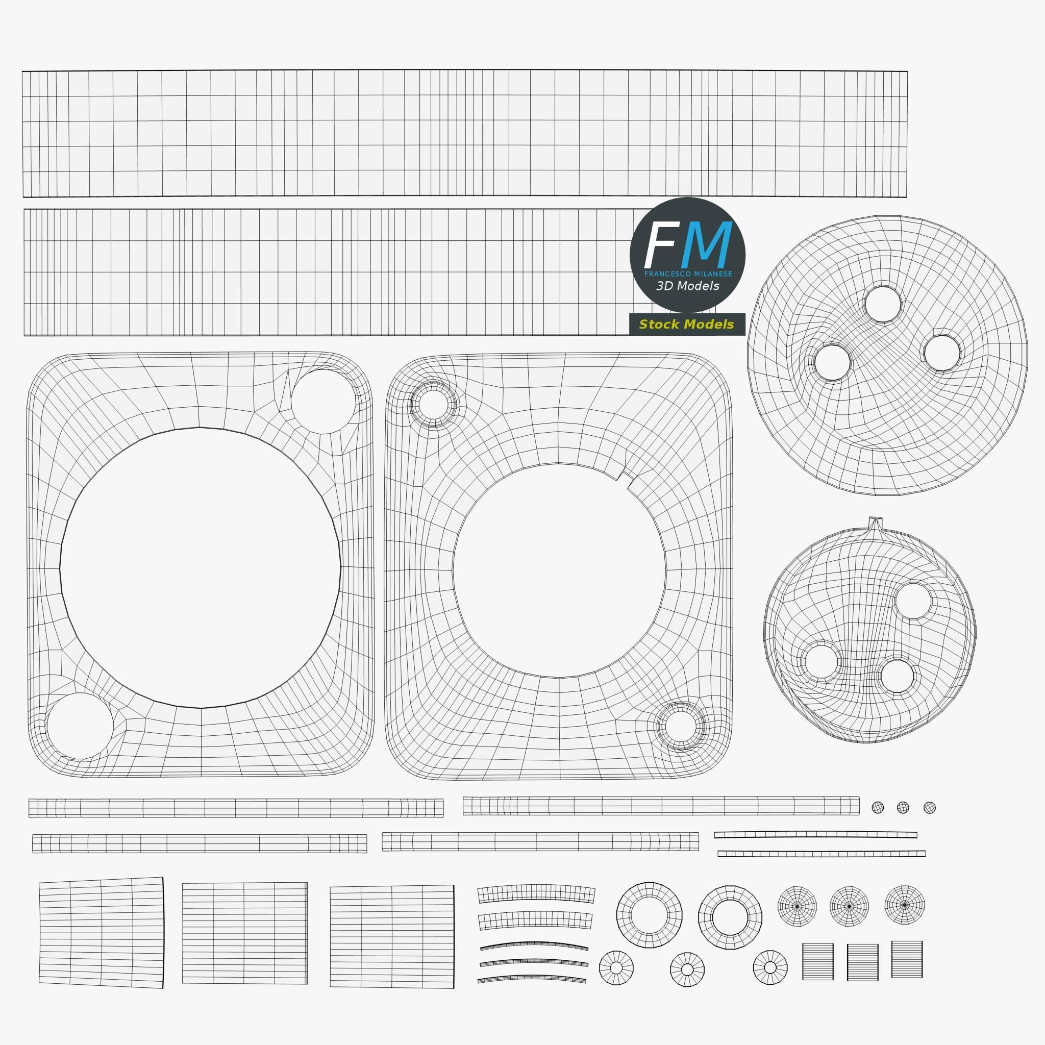 Panel mount male xlr connector 3D model_11