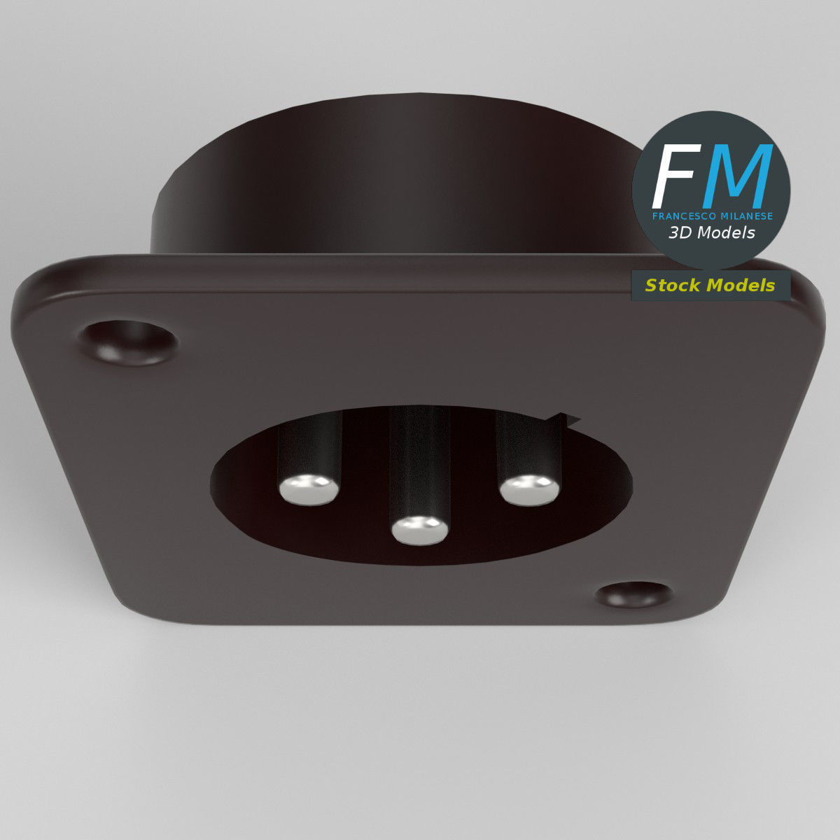 Panel mount male xlr connector 3D model_6