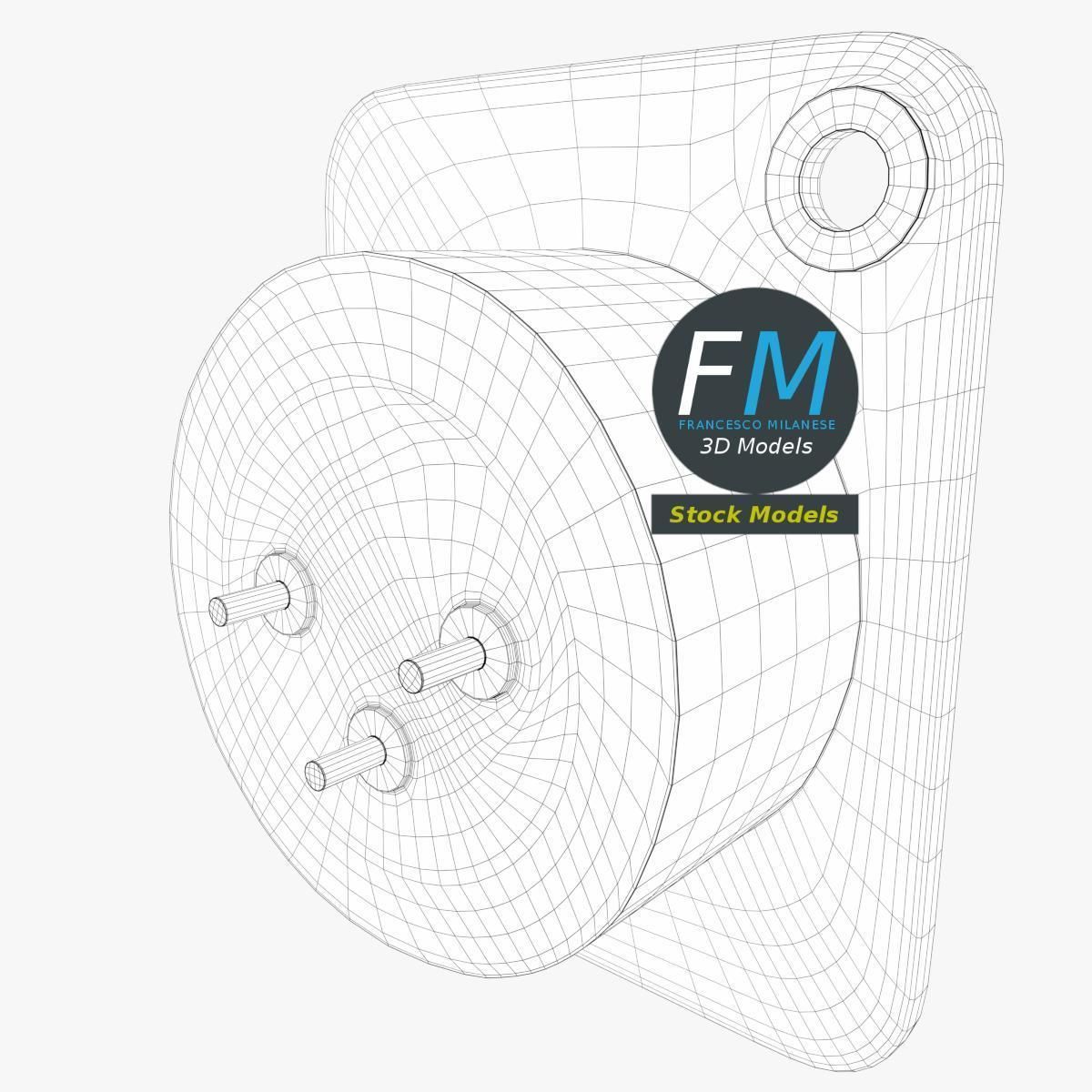 Panel mount male xlr connector 3D model_8