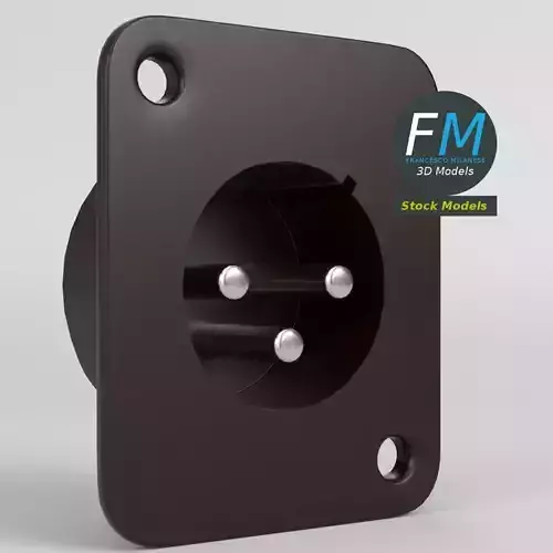 Panel mount male xlr connector 3D model
