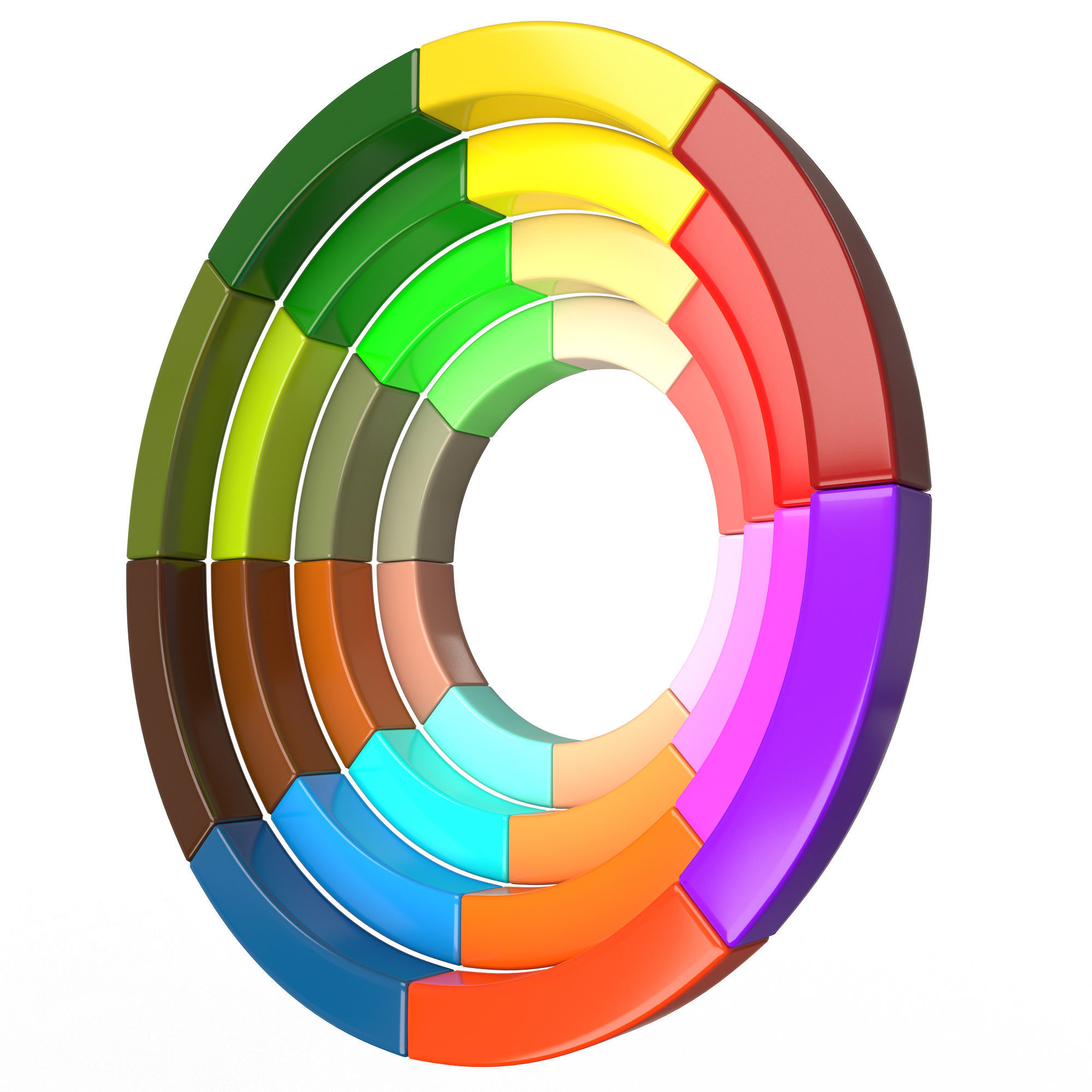 Color Wheel Low-poly 3D model_1