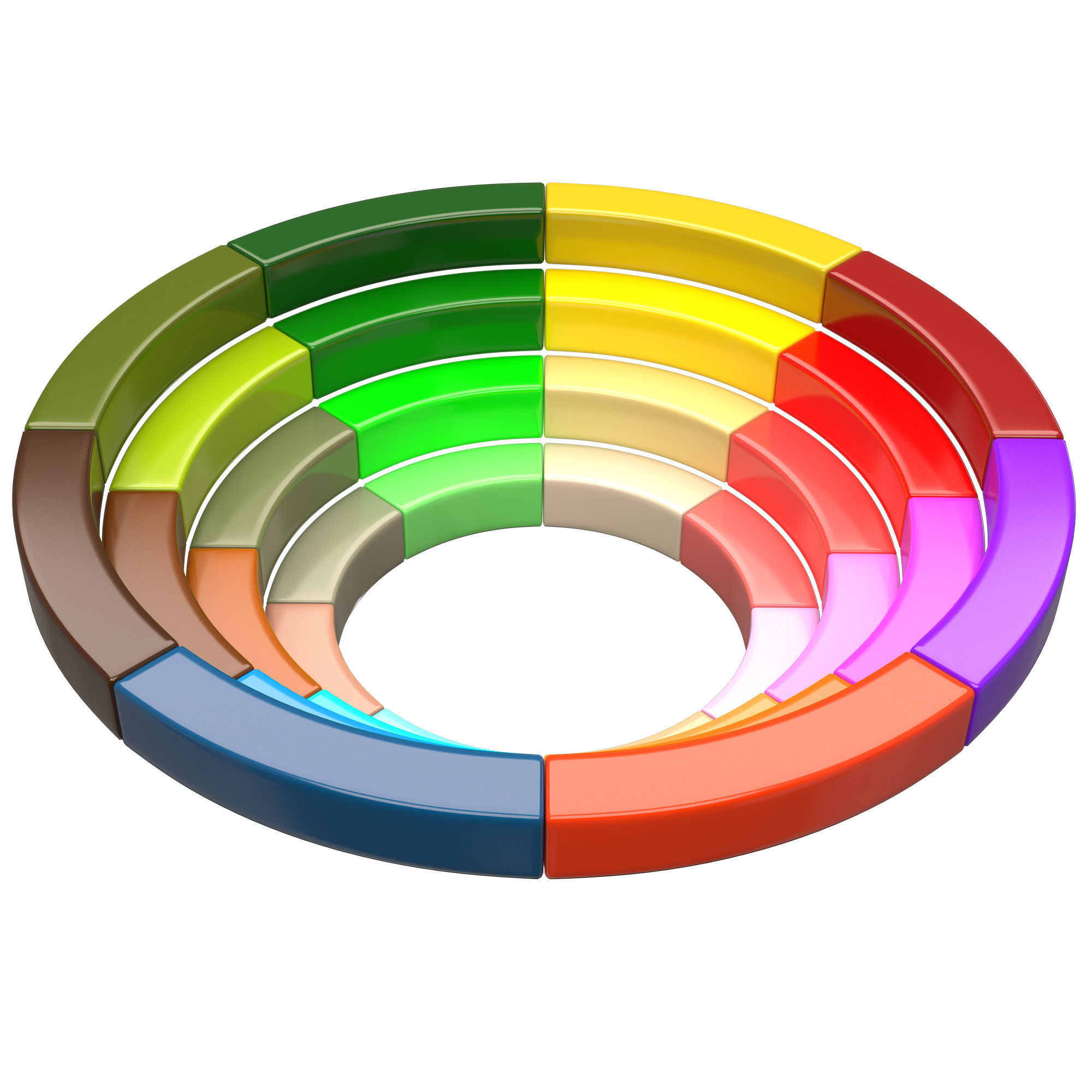 Color Wheel Low-poly 3D model_4