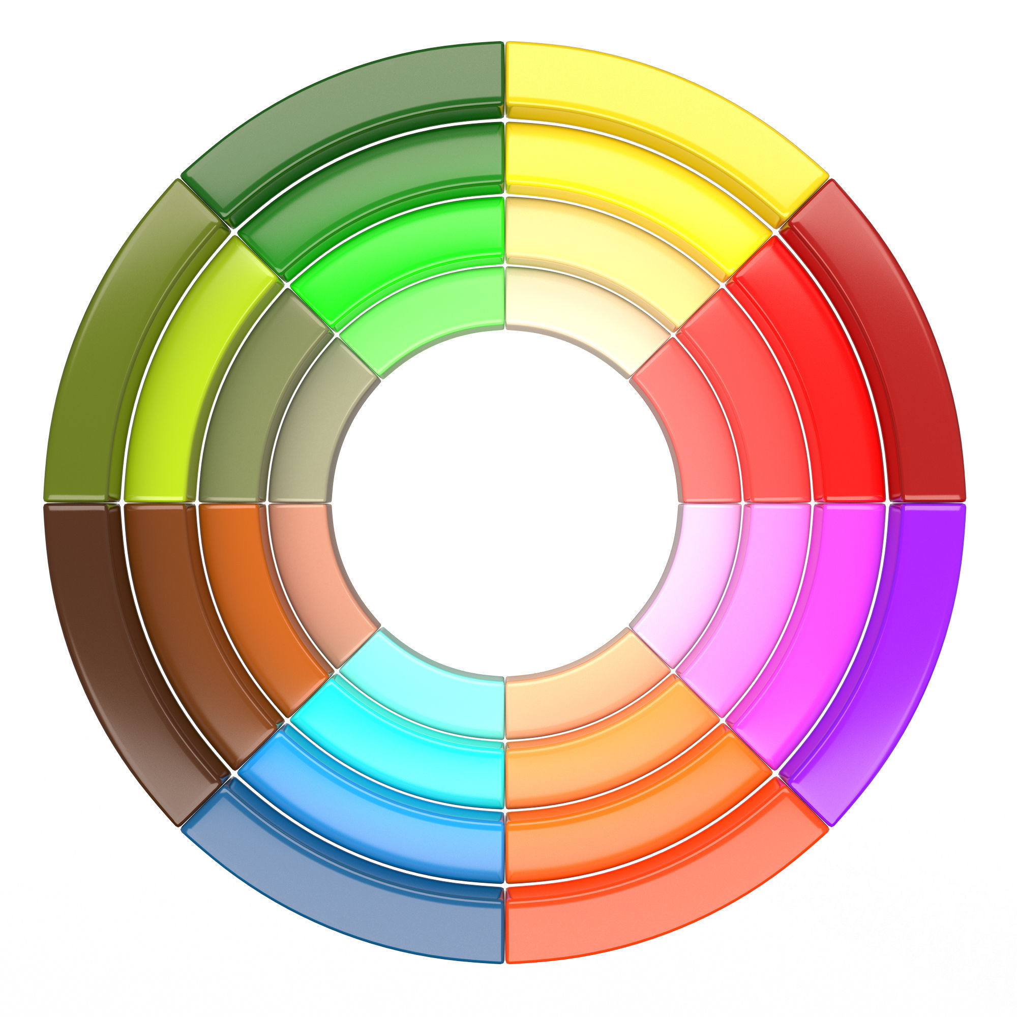 Color Wheel Low-poly 3D model_5