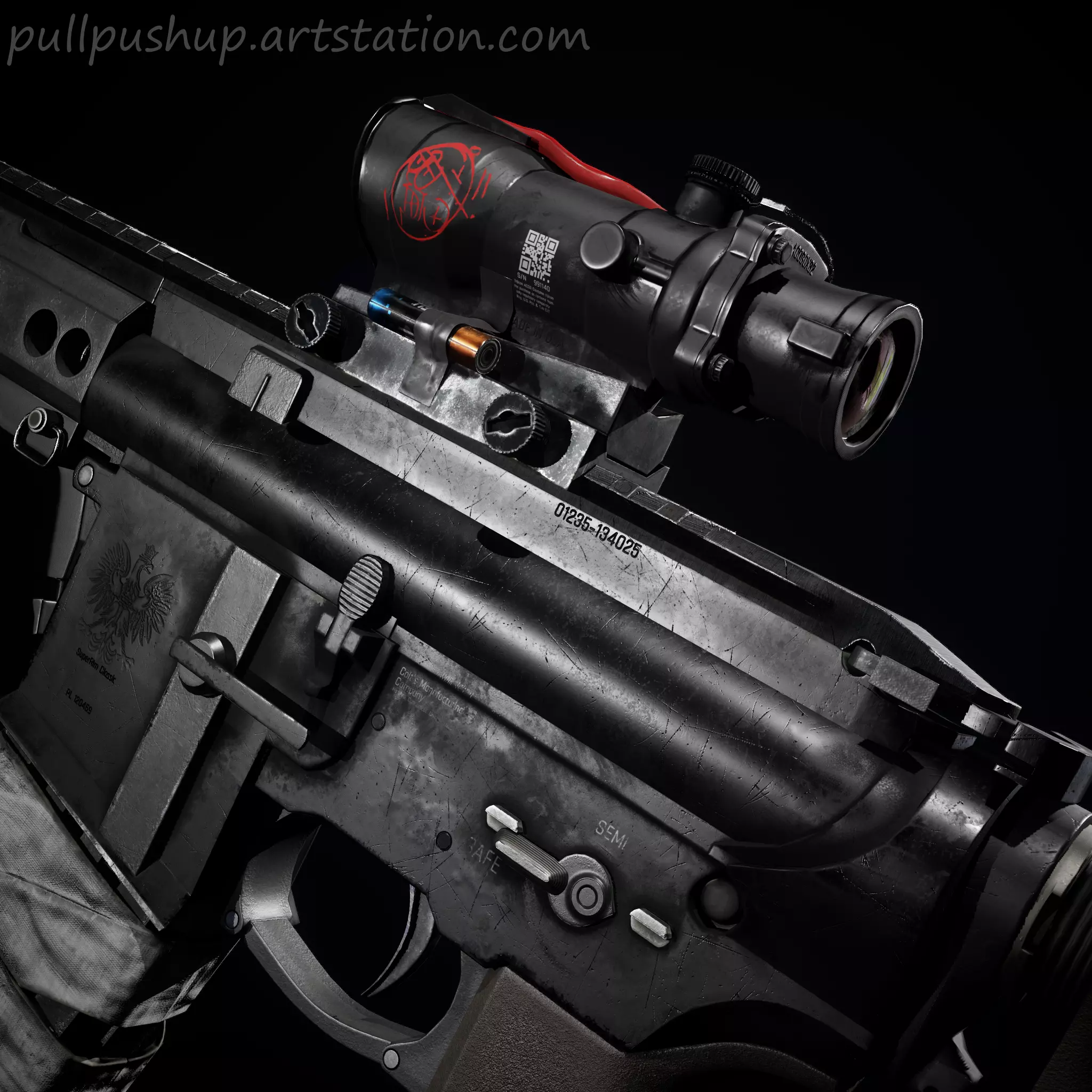 Game Ready Assult Rifle  Customized Low-poly 3D model_0