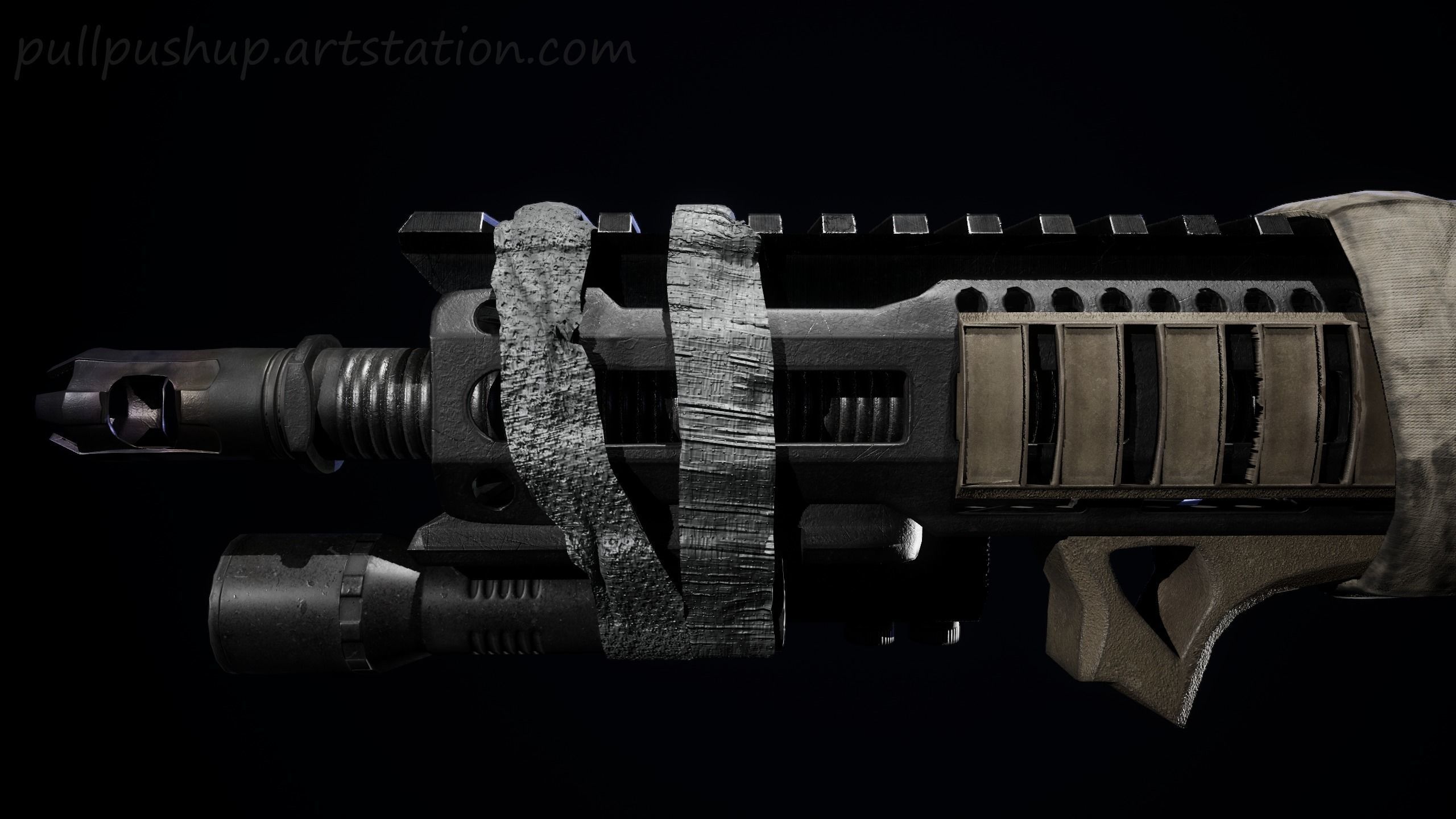 Game Ready Assult Rifle  Customized Low-poly 3D model_7