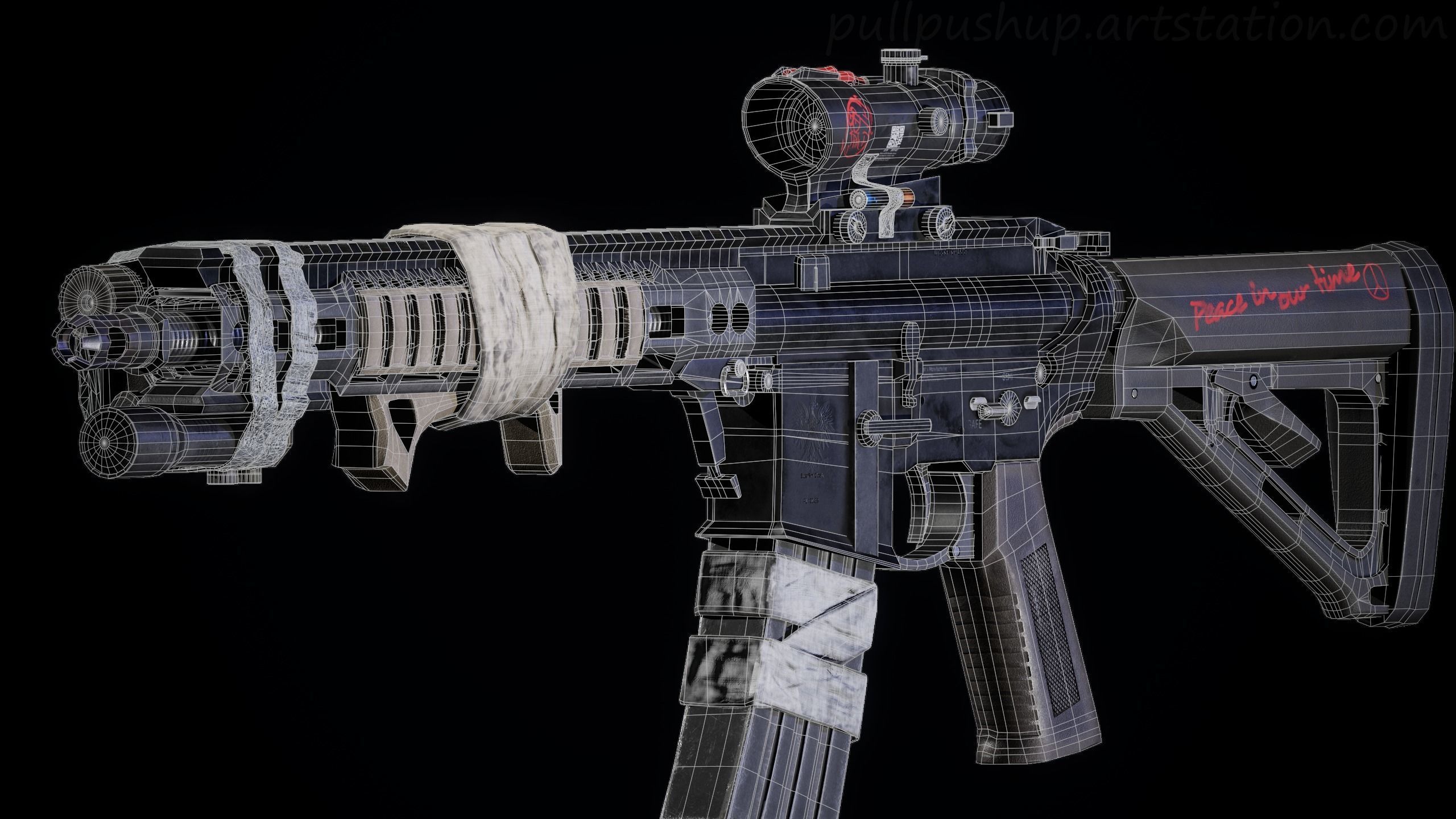 Game Ready Assult Rifle  Customized Low-poly 3D model_5