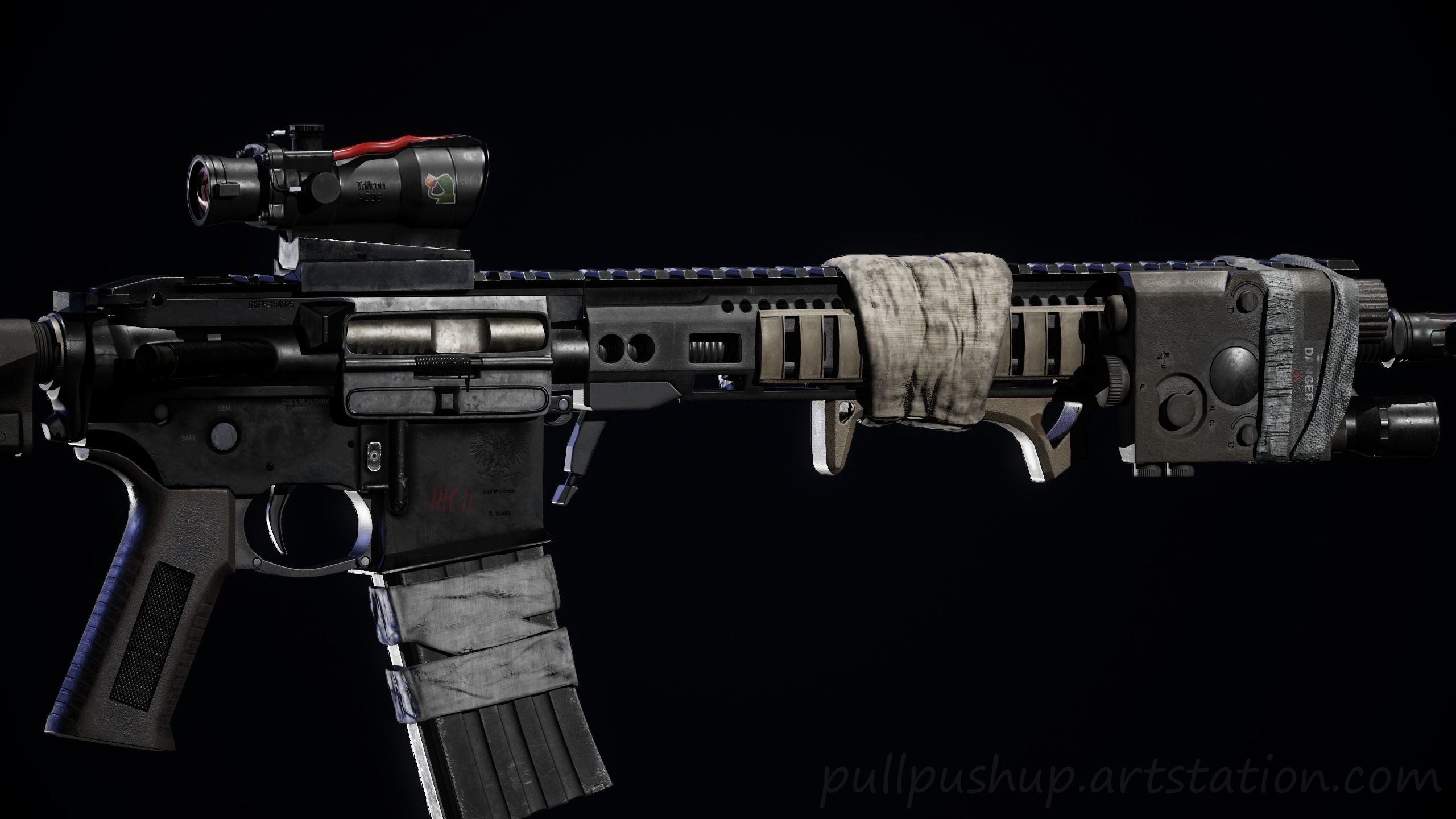 Game Ready Assult Rifle  Customized Low-poly 3D model_6