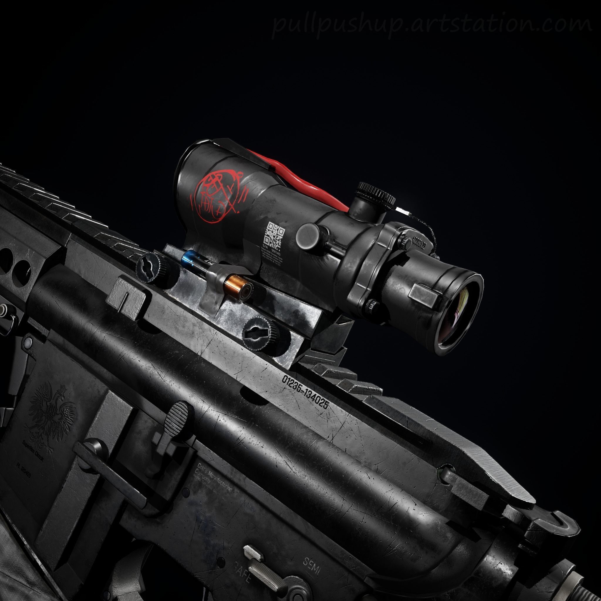 Game Ready Assult Rifle  Customized Low-poly 3D model_4