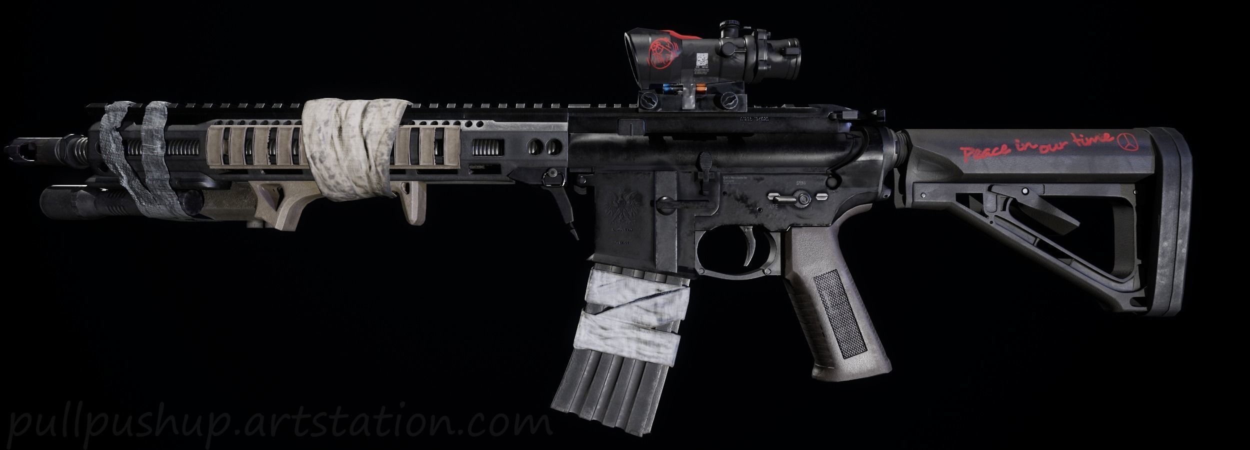 Game Ready Assult Rifle  Customized Low-poly 3D model_2