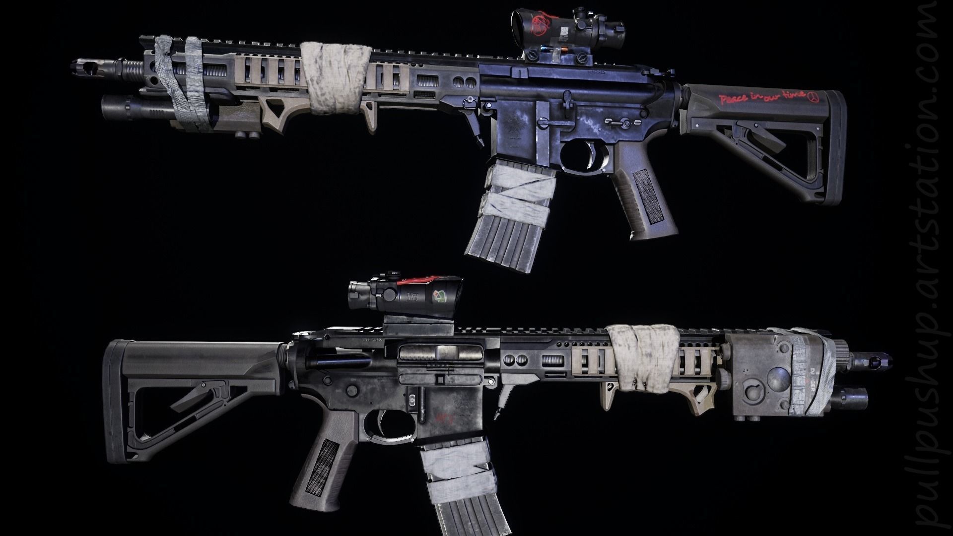 Game Ready Assult Rifle  Customized Low-poly 3D model_1