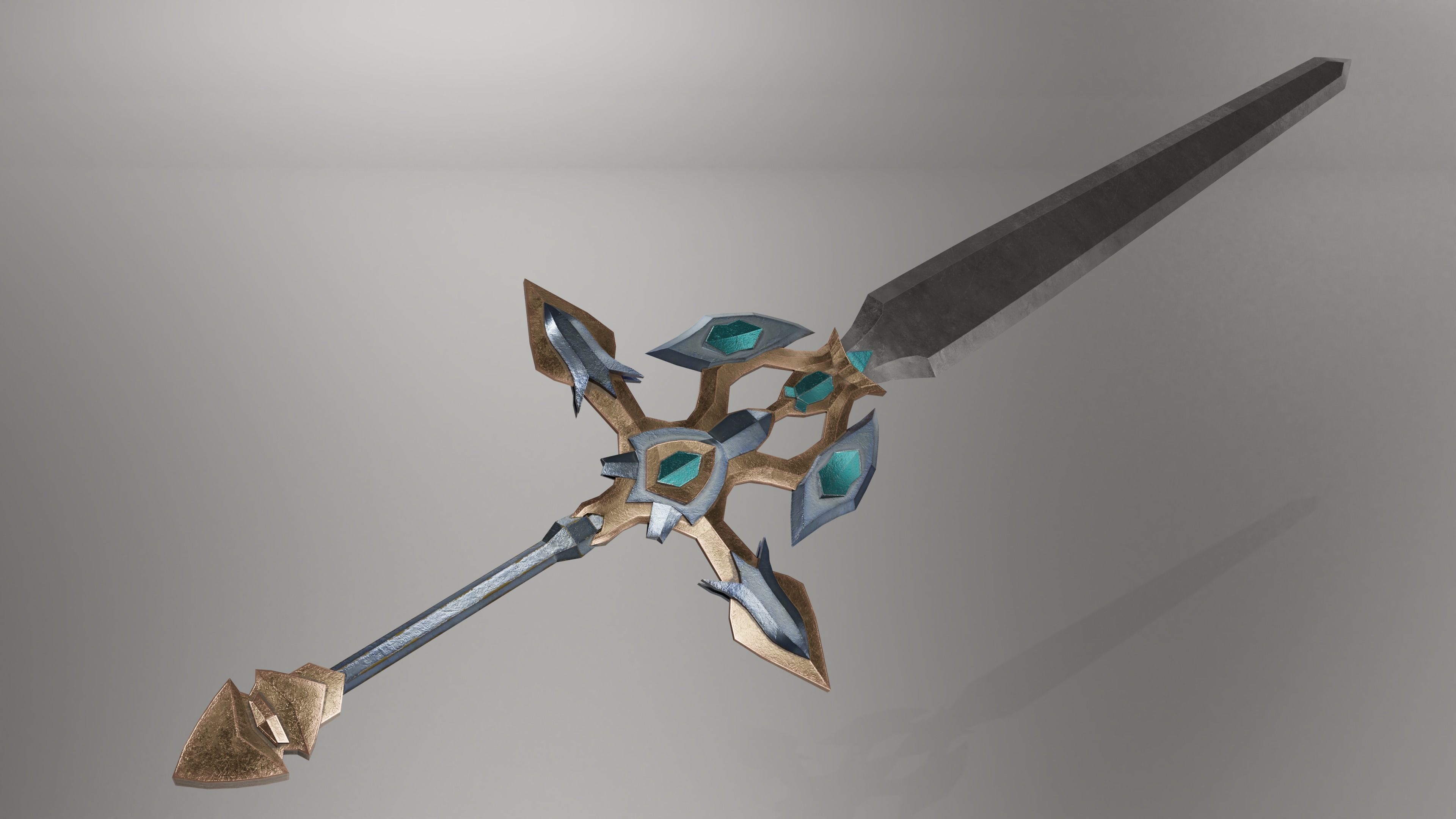Game Ready Low-poly Angel Sword 3D Model Low-poly 3D model_2
