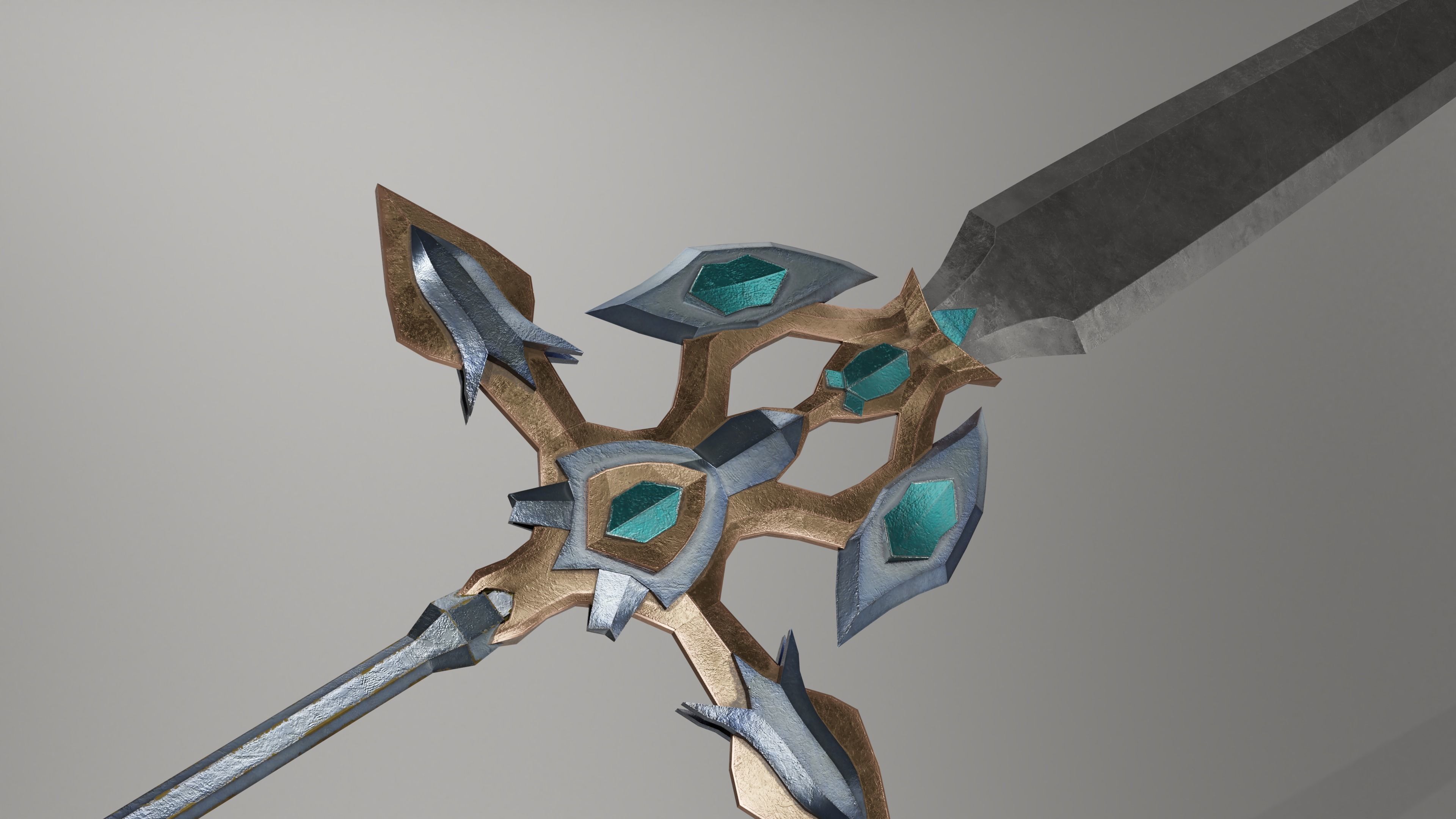 Game Ready Low-poly Angel Sword 3D Model Low-poly 3D model_3