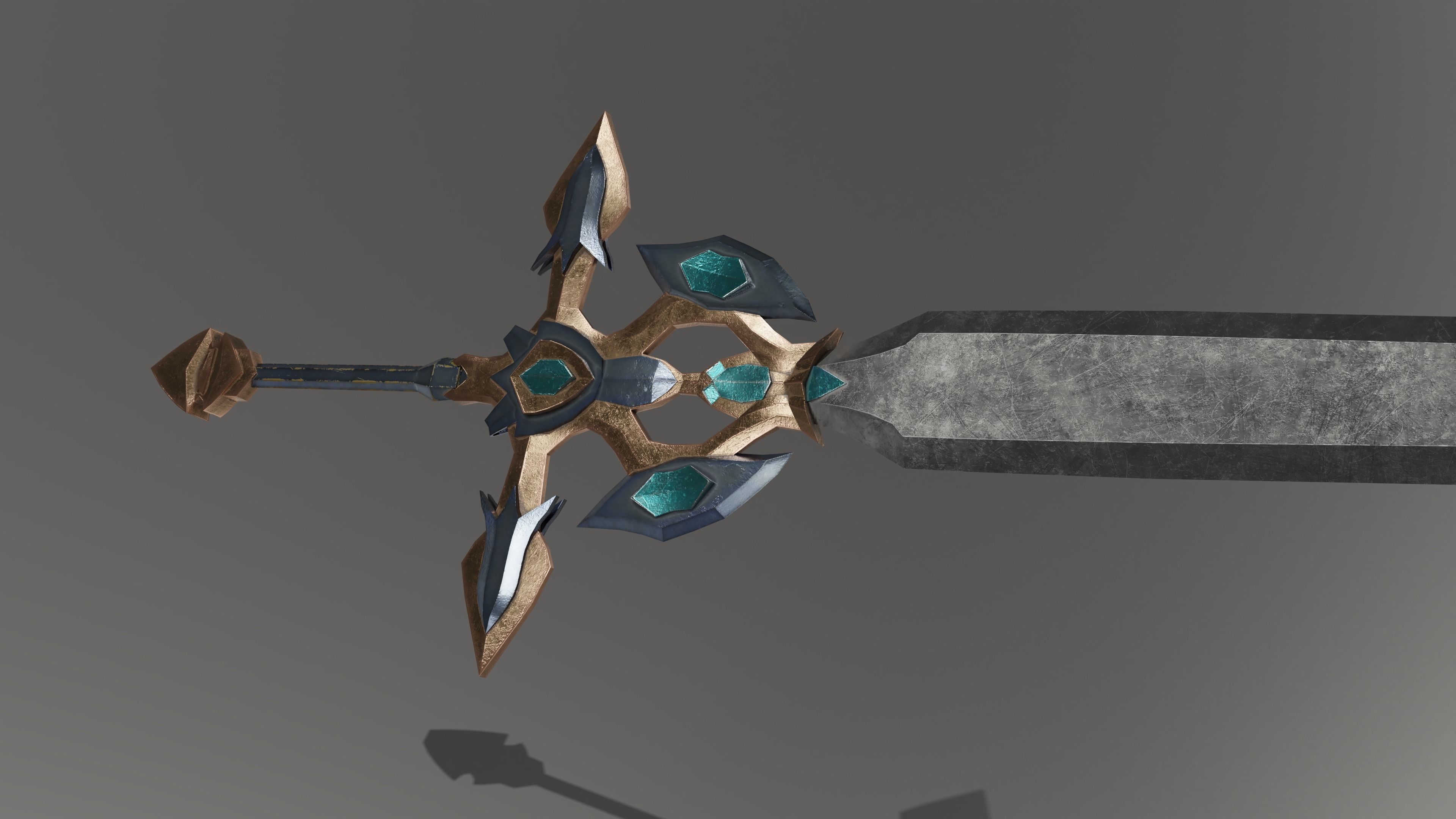 Game Ready Low-poly Angel Sword 3D Model Low-poly 3D model_1