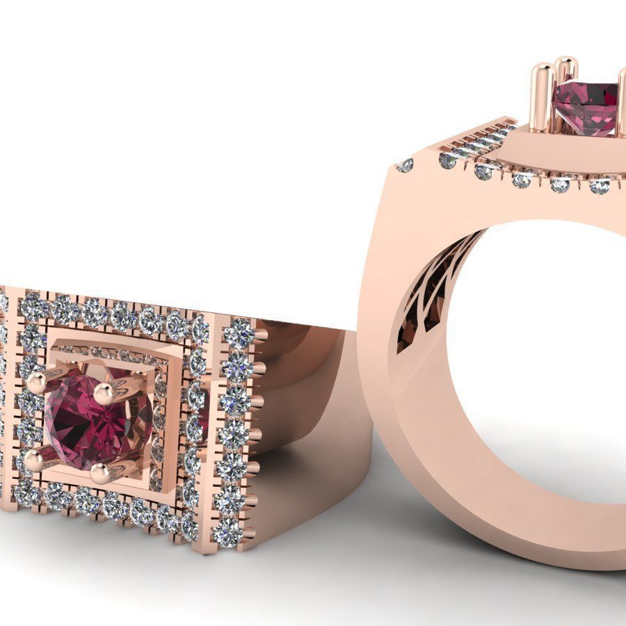 3d-model ring diamond and ruby engagement 3D print model_3