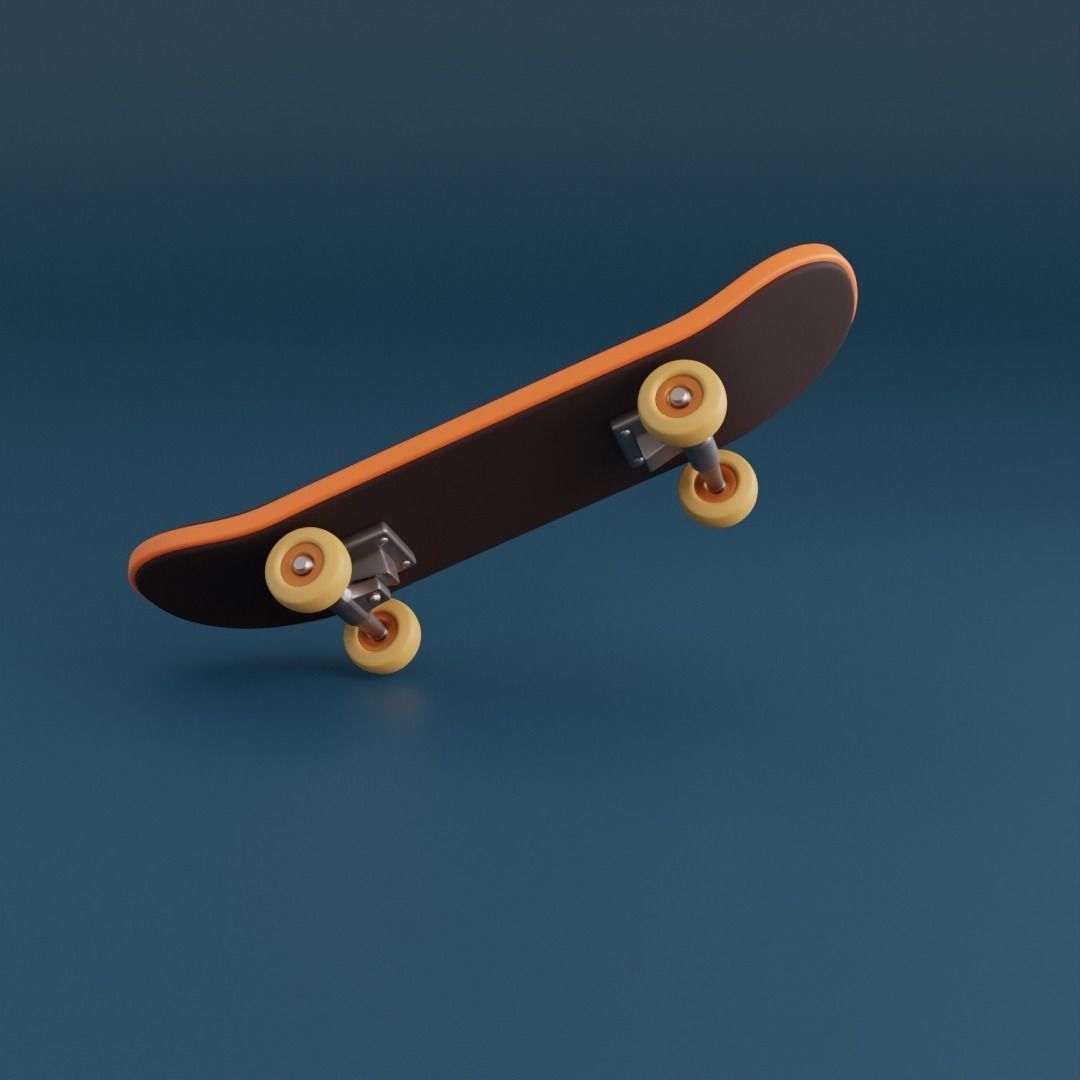 Cartoon skateboard Low-poly 3D model_5