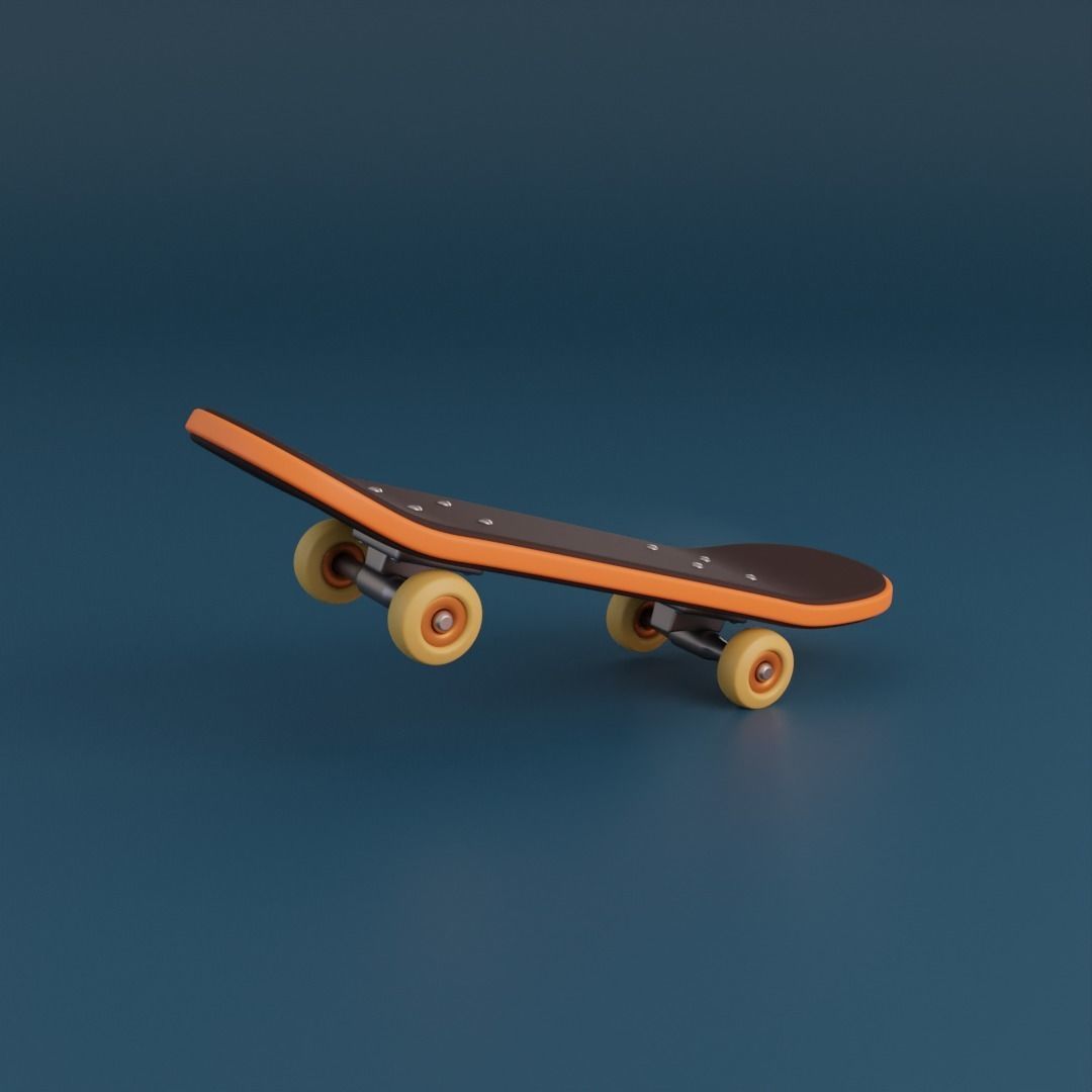 Cartoon skateboard Low-poly 3D model_8