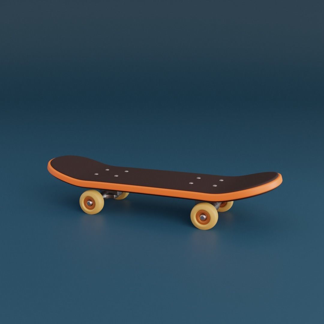 Cartoon skateboard Low-poly 3D model_2