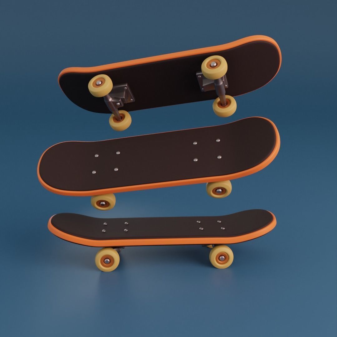 Cartoon skateboard Low-poly 3D model_1