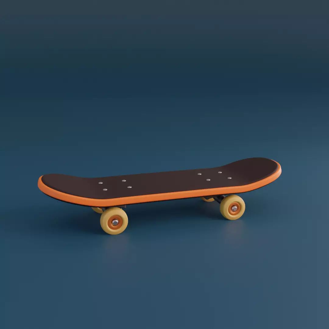 Cartoon skateboard Low-poly 3D model_0