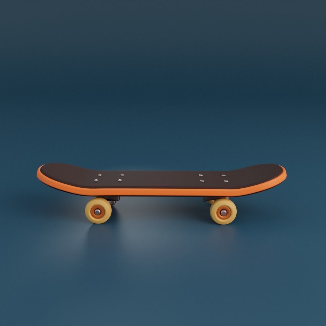 Cartoon skateboard Low-poly 3D model_10