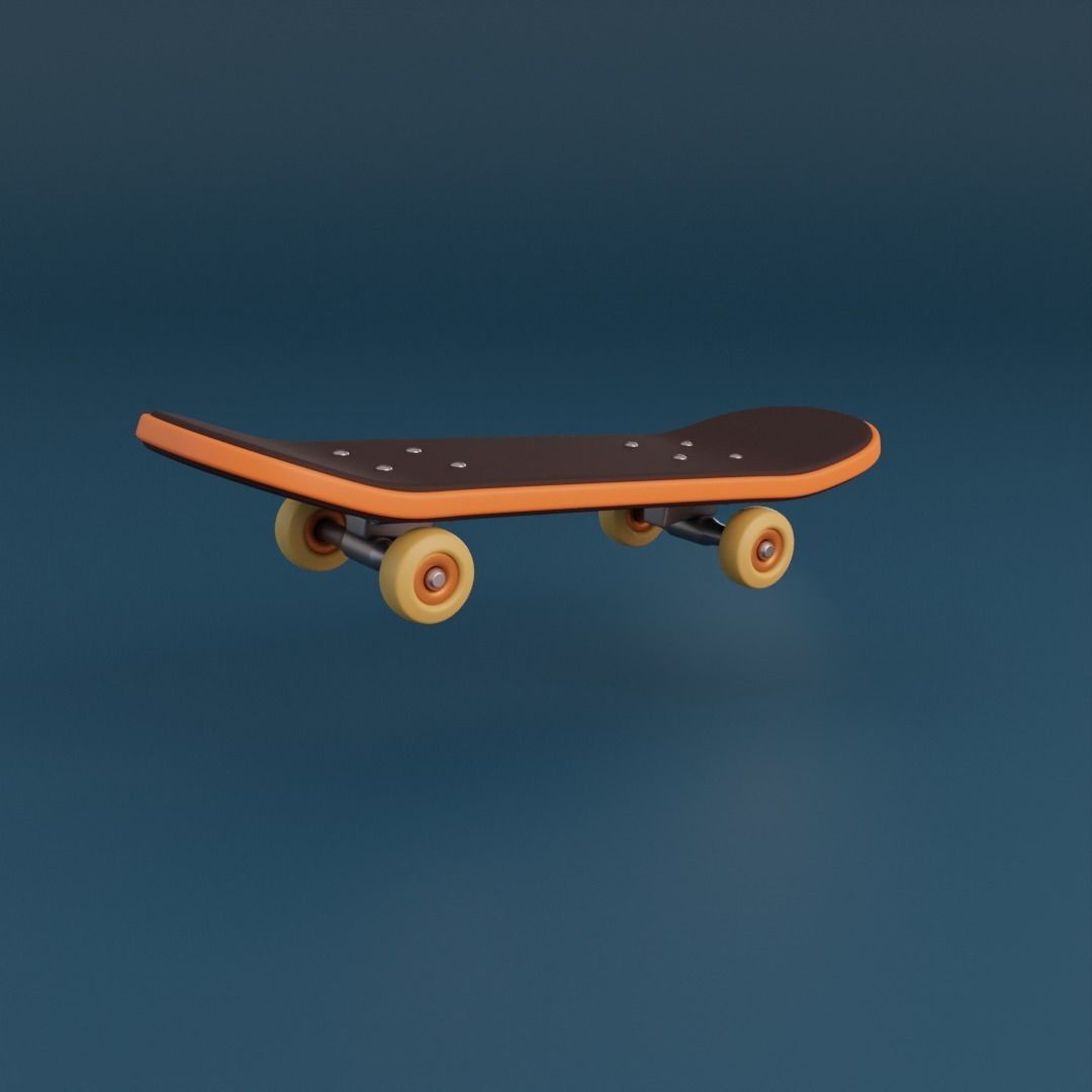 Cartoon skateboard Low-poly 3D model_9