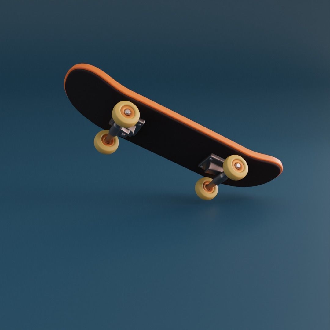 Cartoon skateboard Low-poly 3D model_4
