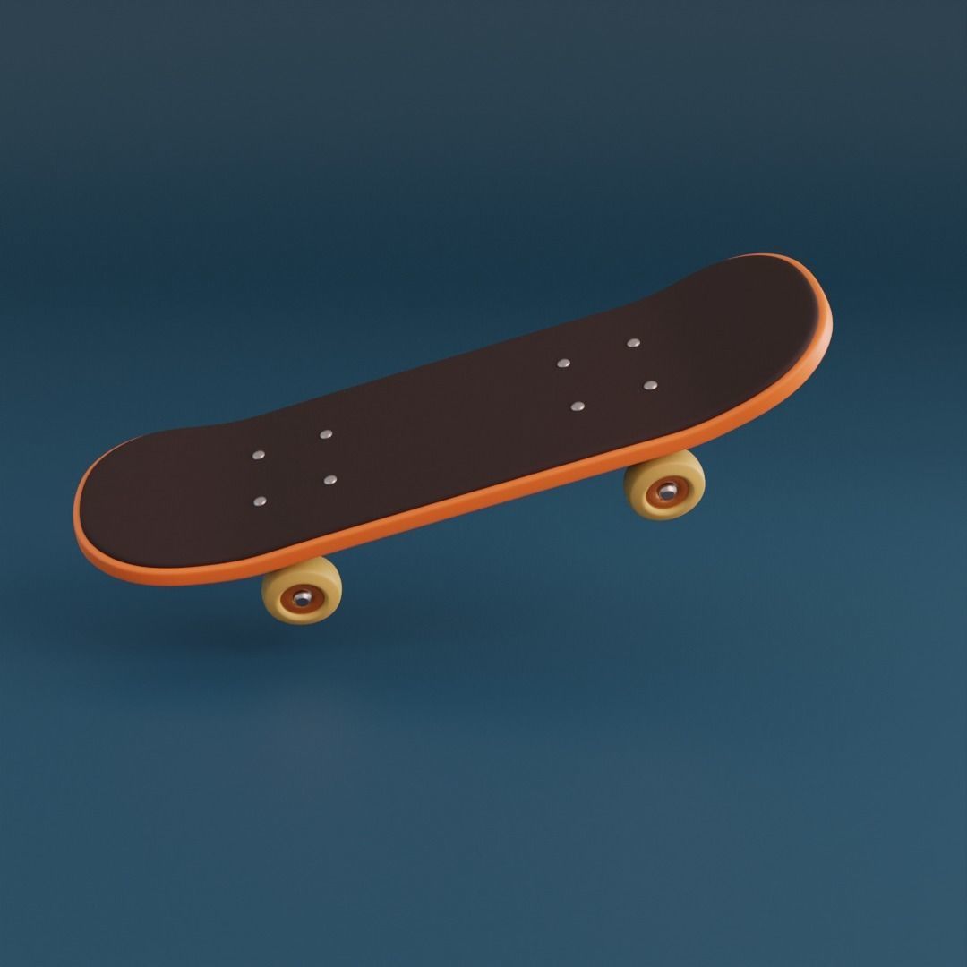 Cartoon skateboard Low-poly 3D model_3