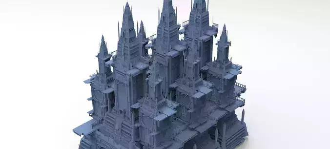 Sci Fi City Block advanced Pyramid Tower complex  3D model