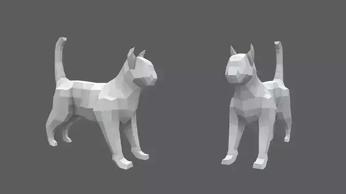 Low poly cat pair of cats Low-poly 3D model