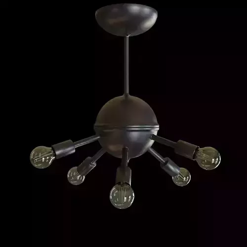 Chandelier metal light fixture with five bulbs