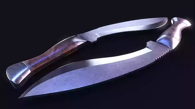 Kukri Knife Low-poly 3D model