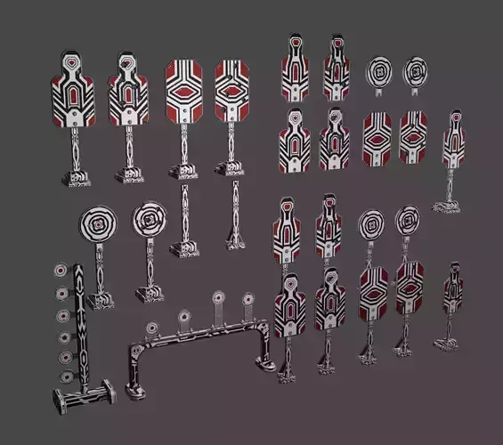 Target Shooting Set Low-poly 3D model