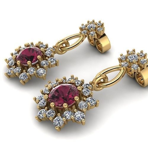 3d-model earrings pendant with ruby stone and diamonds 3D print model