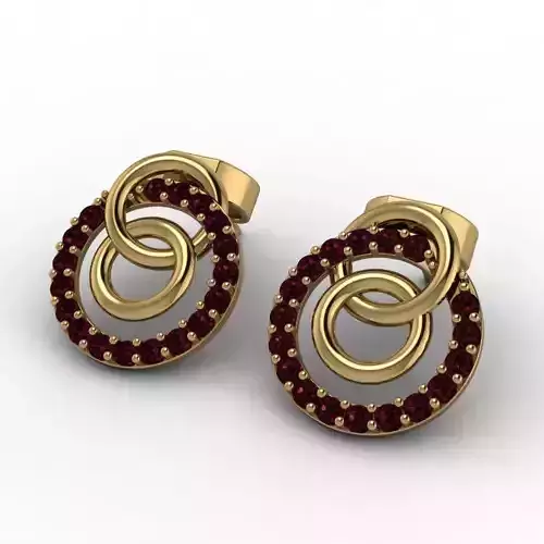 3d-model earrings gold ring with garnet stones