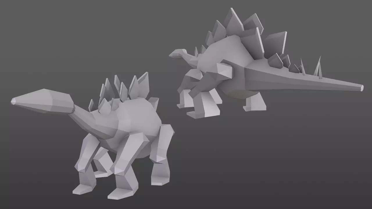 low Poly dino two dinosaurs Low-poly 3D model