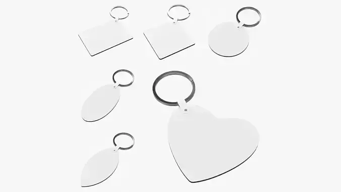 Key rings blank for mockup 3D Model Collection