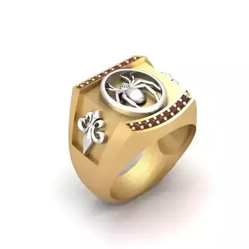 3d-model ring rose gold with ruby stones