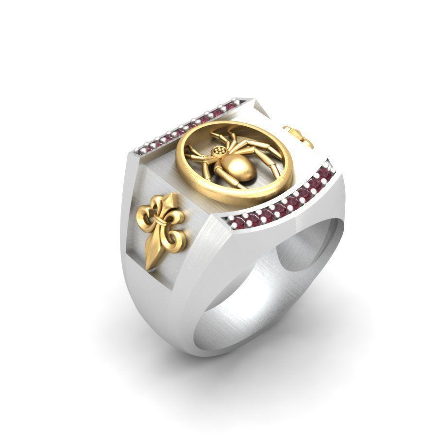 3d-model ring rose gold with ruby stones 3D print model_7