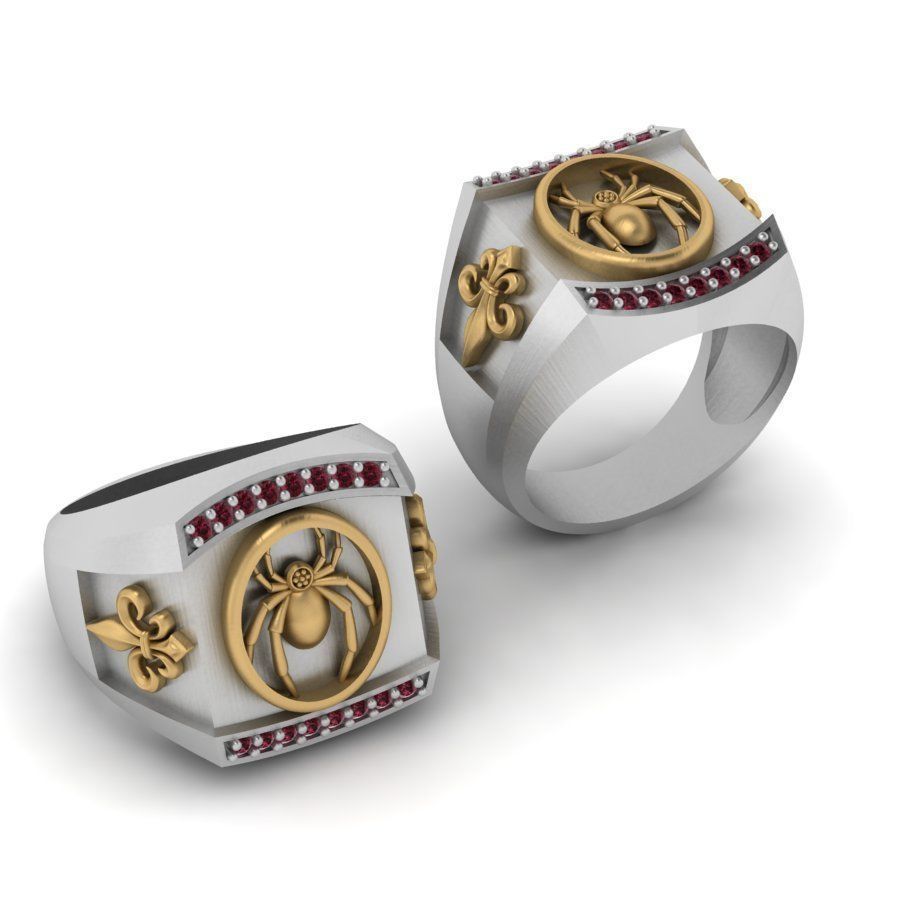 3d-model ring rose gold with ruby stones 3D print model_4