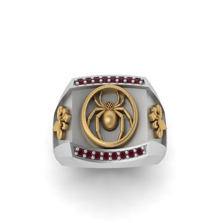 3d-model ring rose gold with ruby stones 3D print model_11