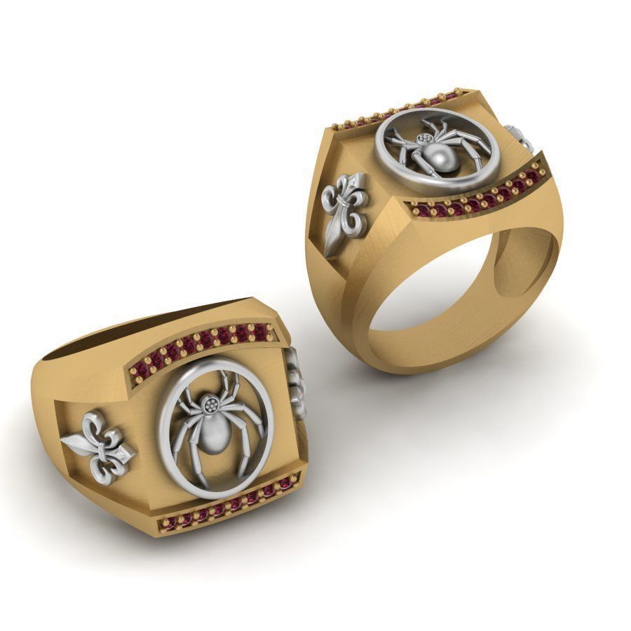3d-model ring rose gold with ruby stones 3D print model_5