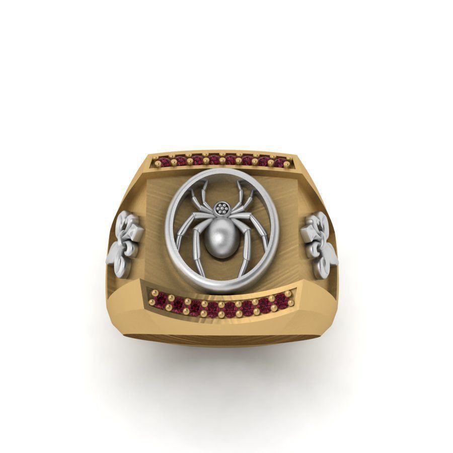 3d-model ring rose gold with ruby stones 3D print model_10