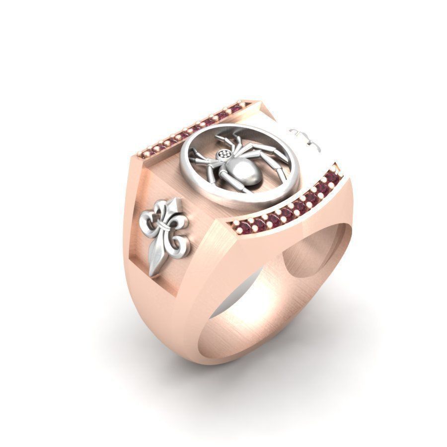 3d-model ring rose gold with ruby stones 3D print model_8