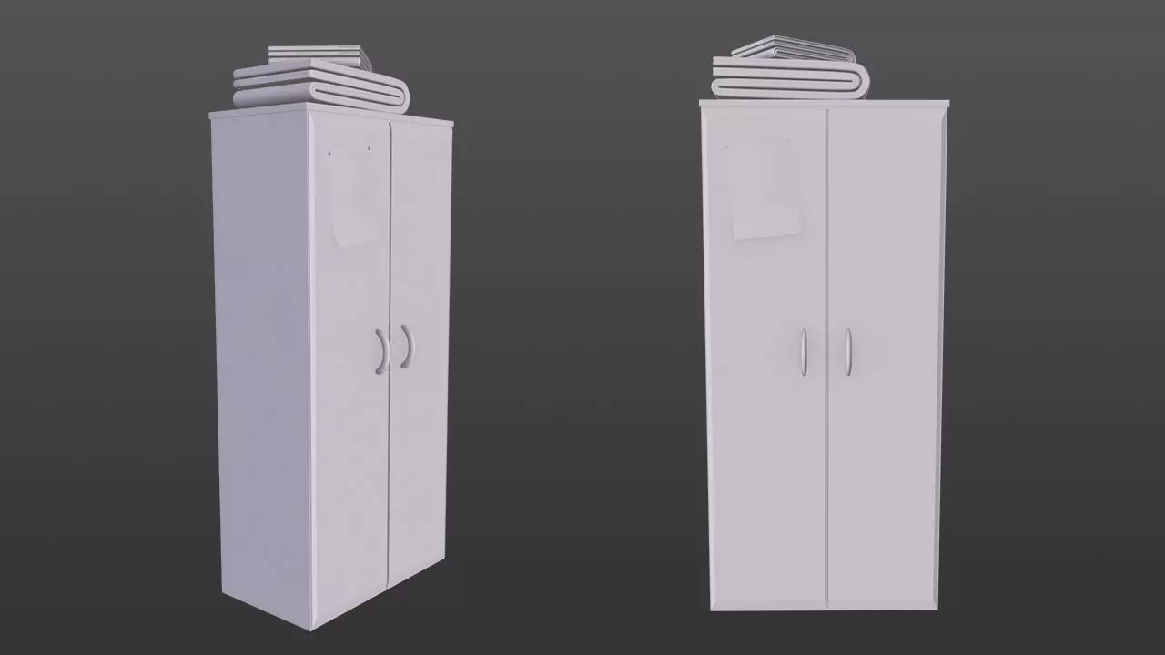 cupboard two cupboards with towels on top Free low-poly 3D model_0