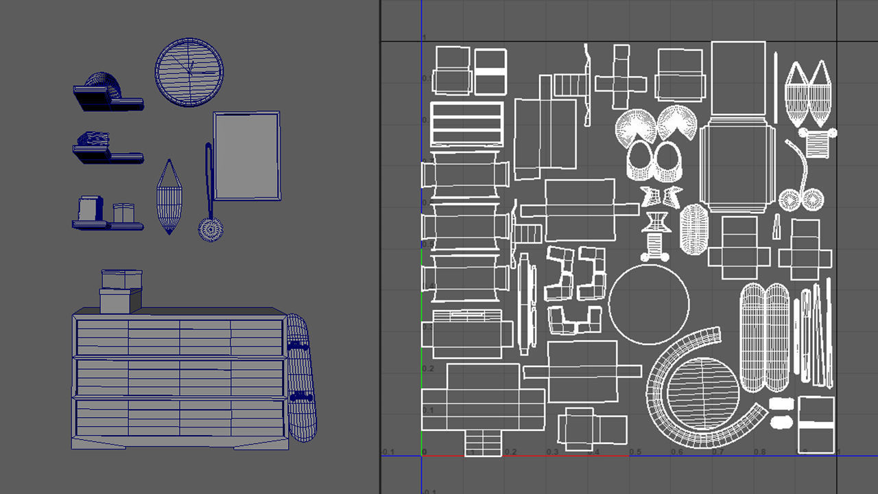 nightstand set of furniture Free low-poly 3D model_1