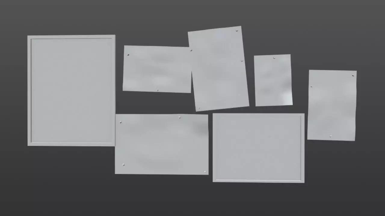 posters pieces of paper Free low-poly 3D model