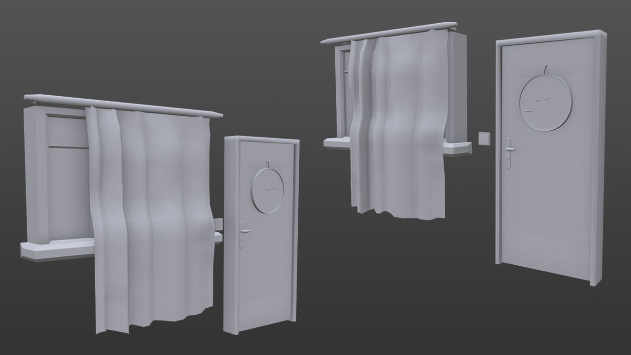 Door and window Free low-poly 3D model_1