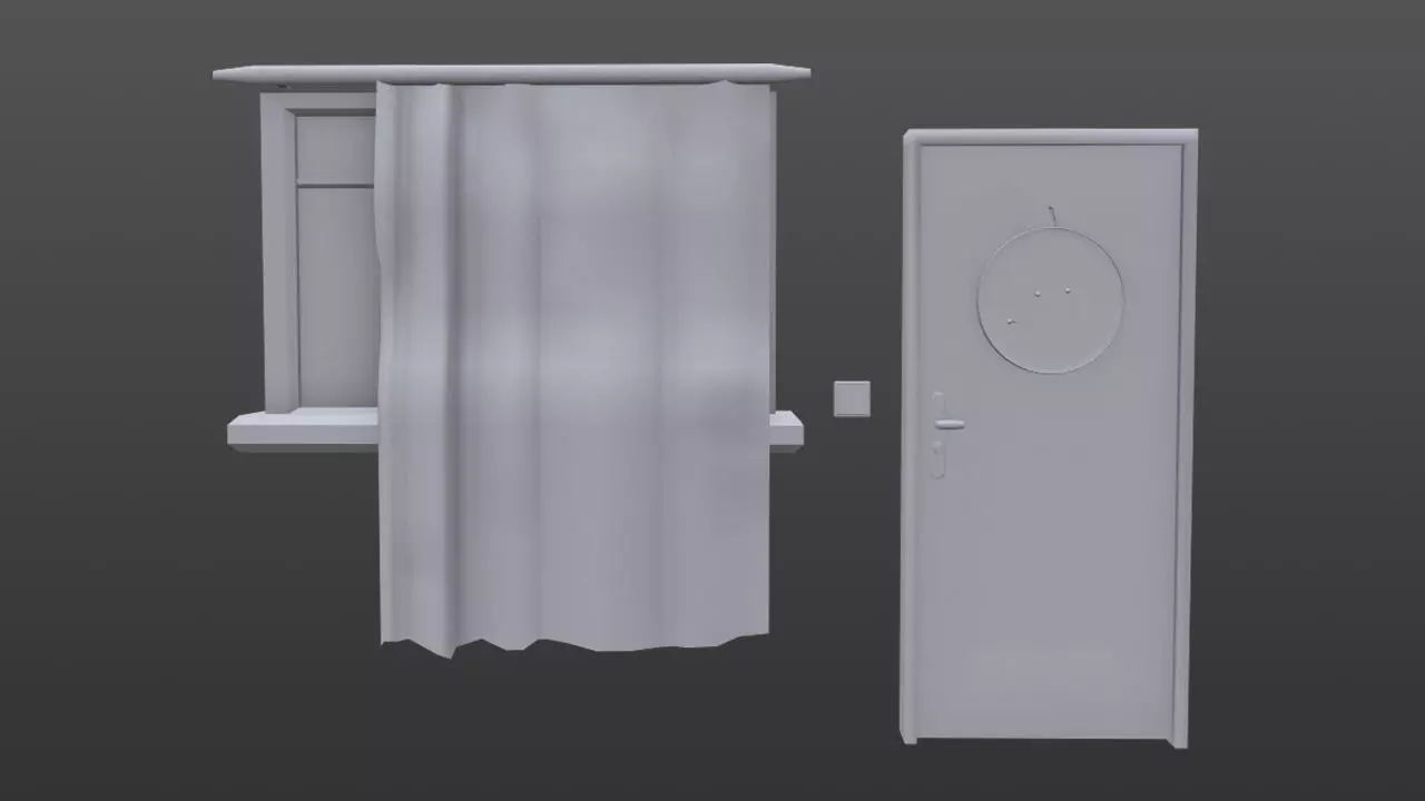 Door and window Free low-poly 3D model_0